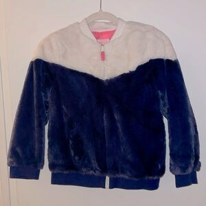FURRY Jacket, navy and white, girls Large, side pockets